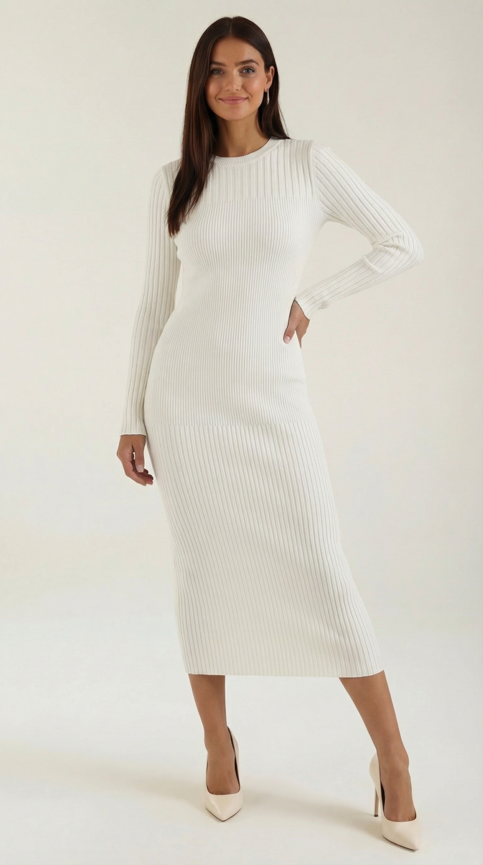 Vestido midi ajustado con relieve Francesca