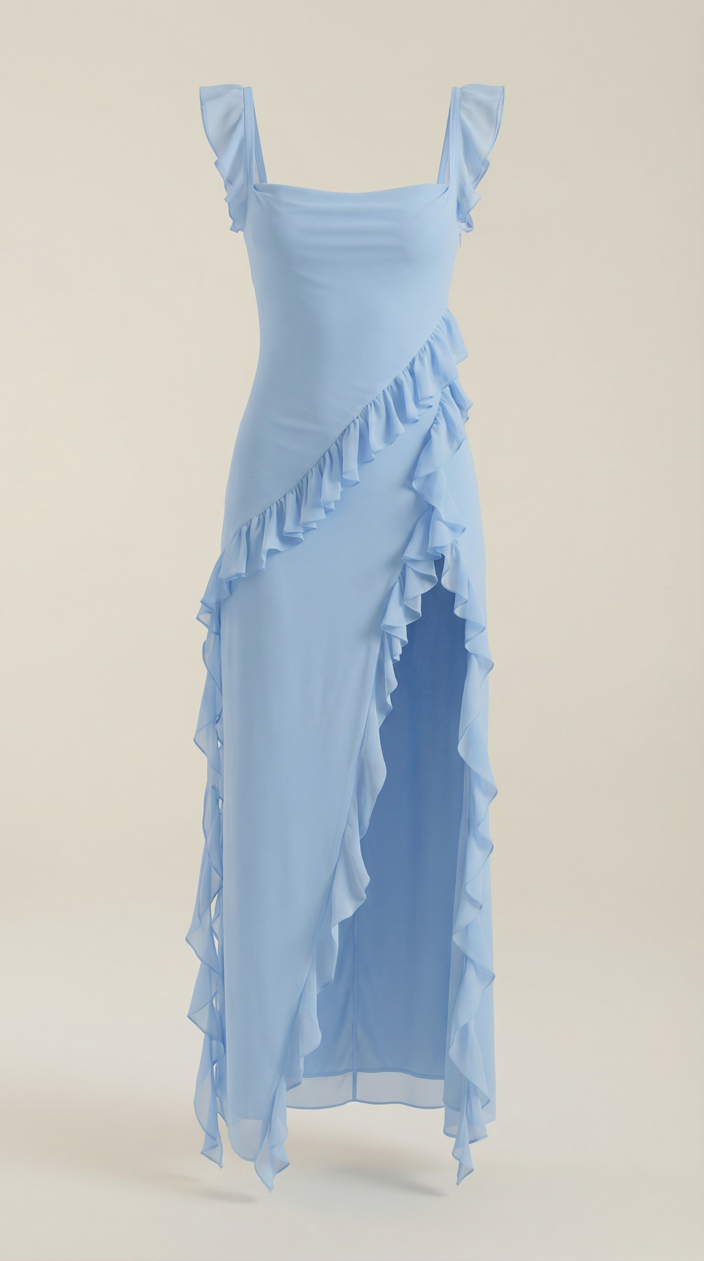 Vestido largo Léonore con volantes