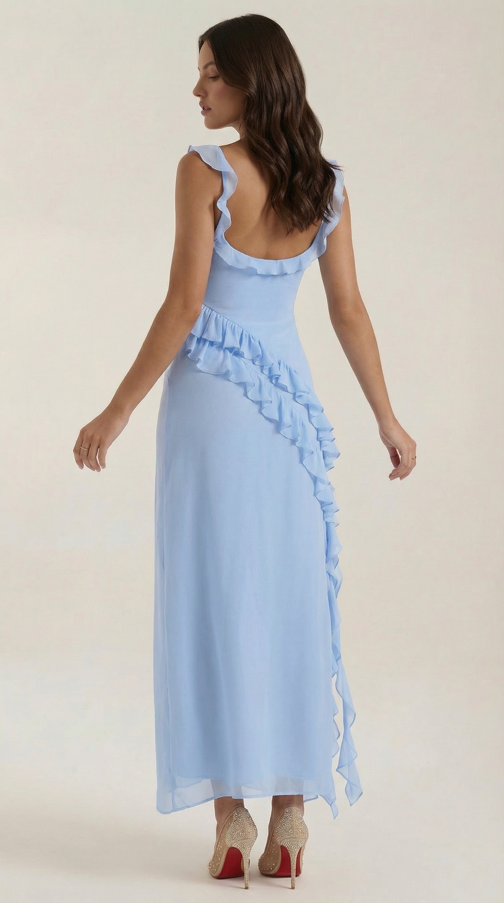 Vestido largo Léonore con volantes