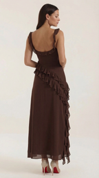 Vestido largo Léonore con volantes