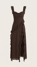 Vestido largo Léonore con volantes