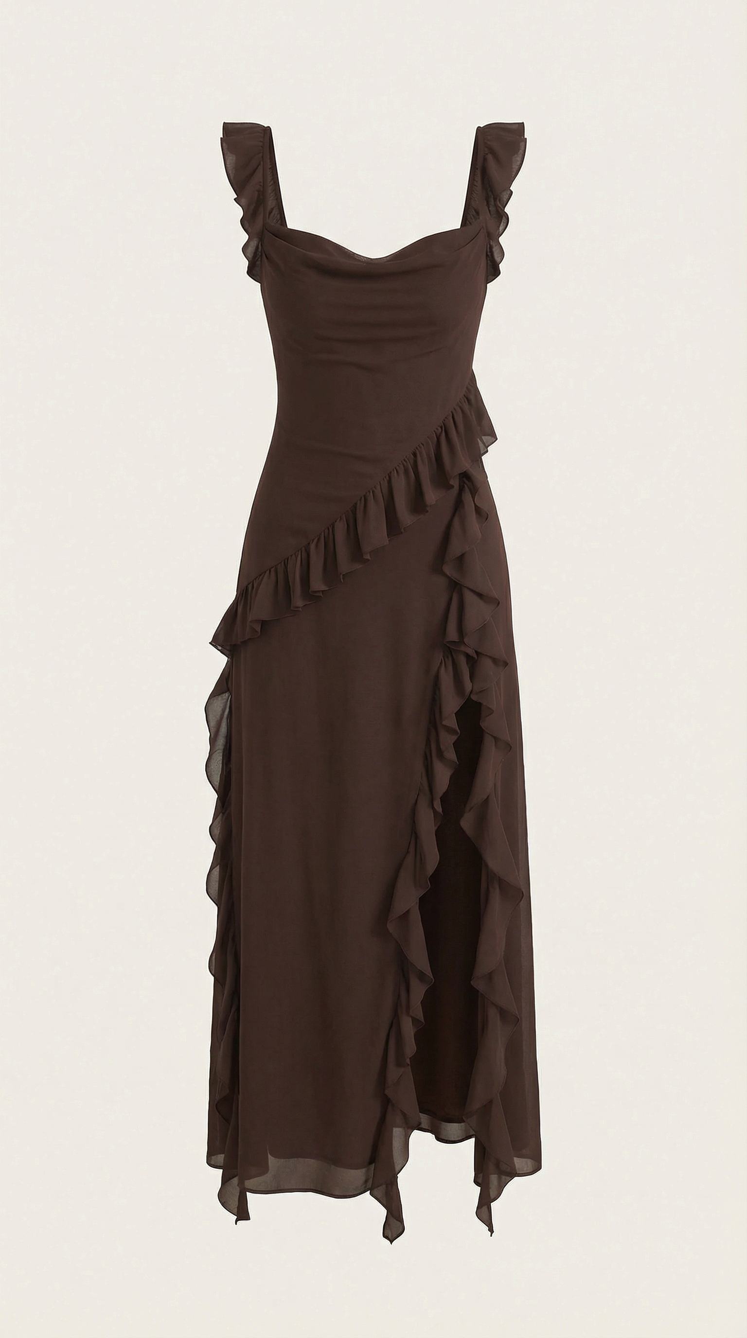 Vestido largo Léonore con volantes
