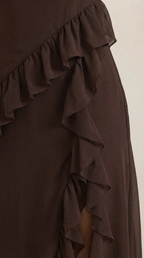 Vestido largo Léonore con volantes