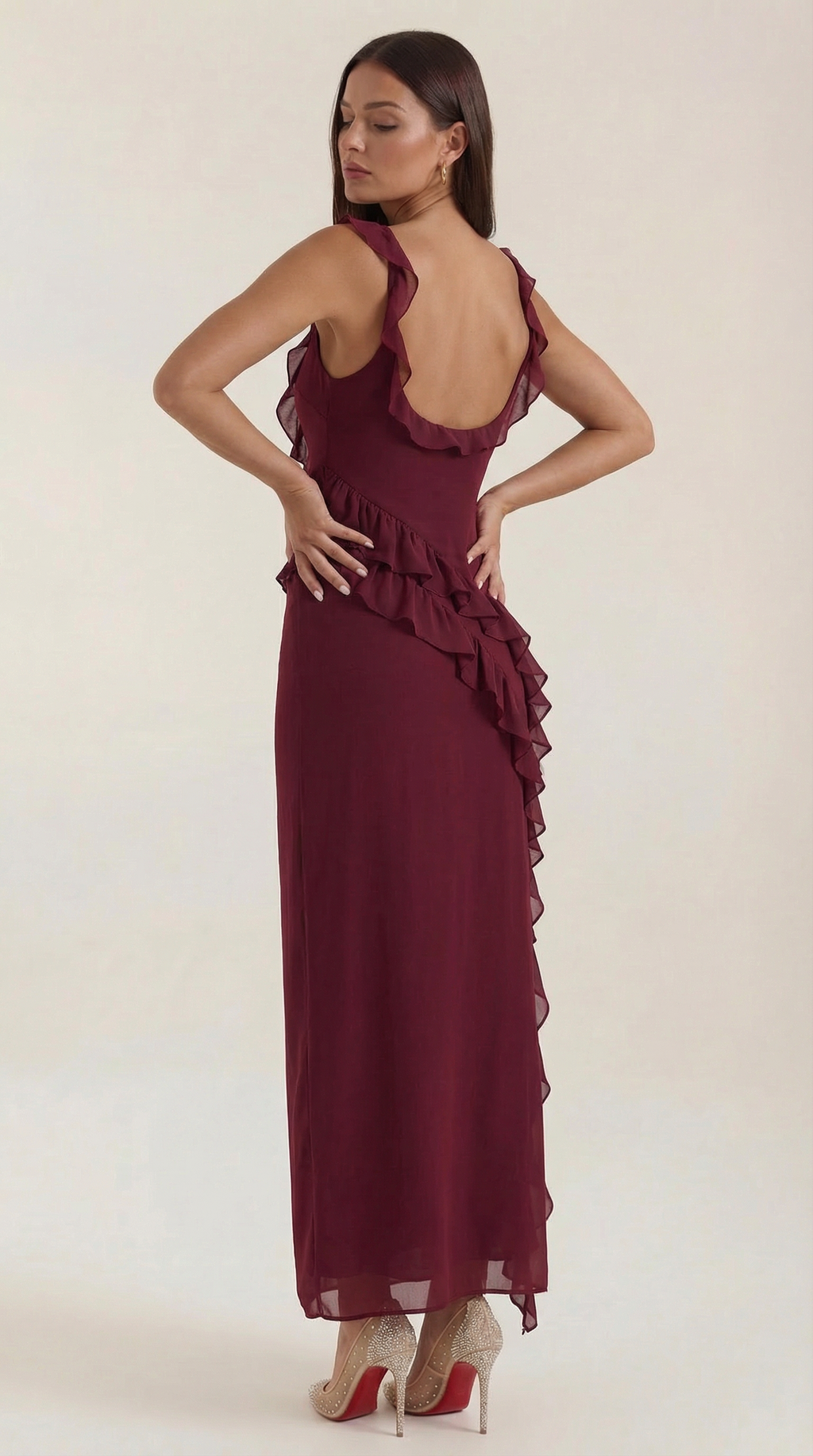 Vestido largo Léonore con volantes