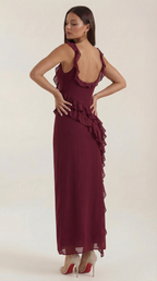 Vestido largo Léonore con volantes