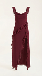 Vestido largo Léonore con volantes