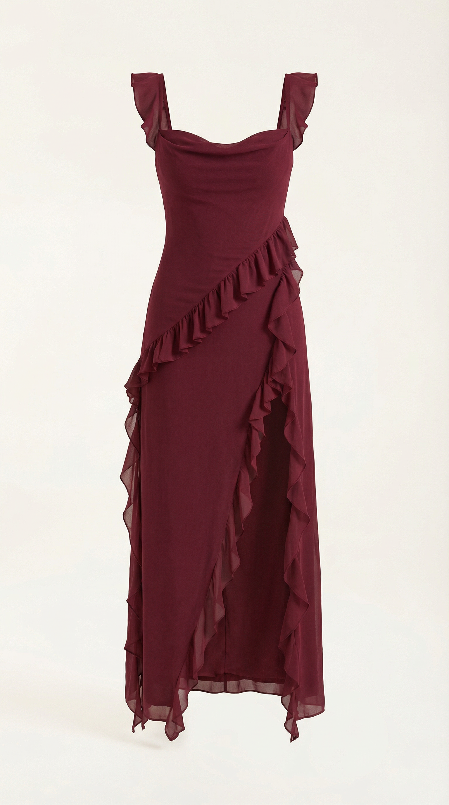 Vestido largo Léonore con volantes