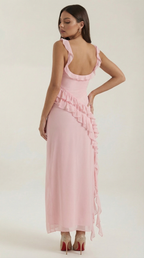 Vestido largo Léonore con volantes