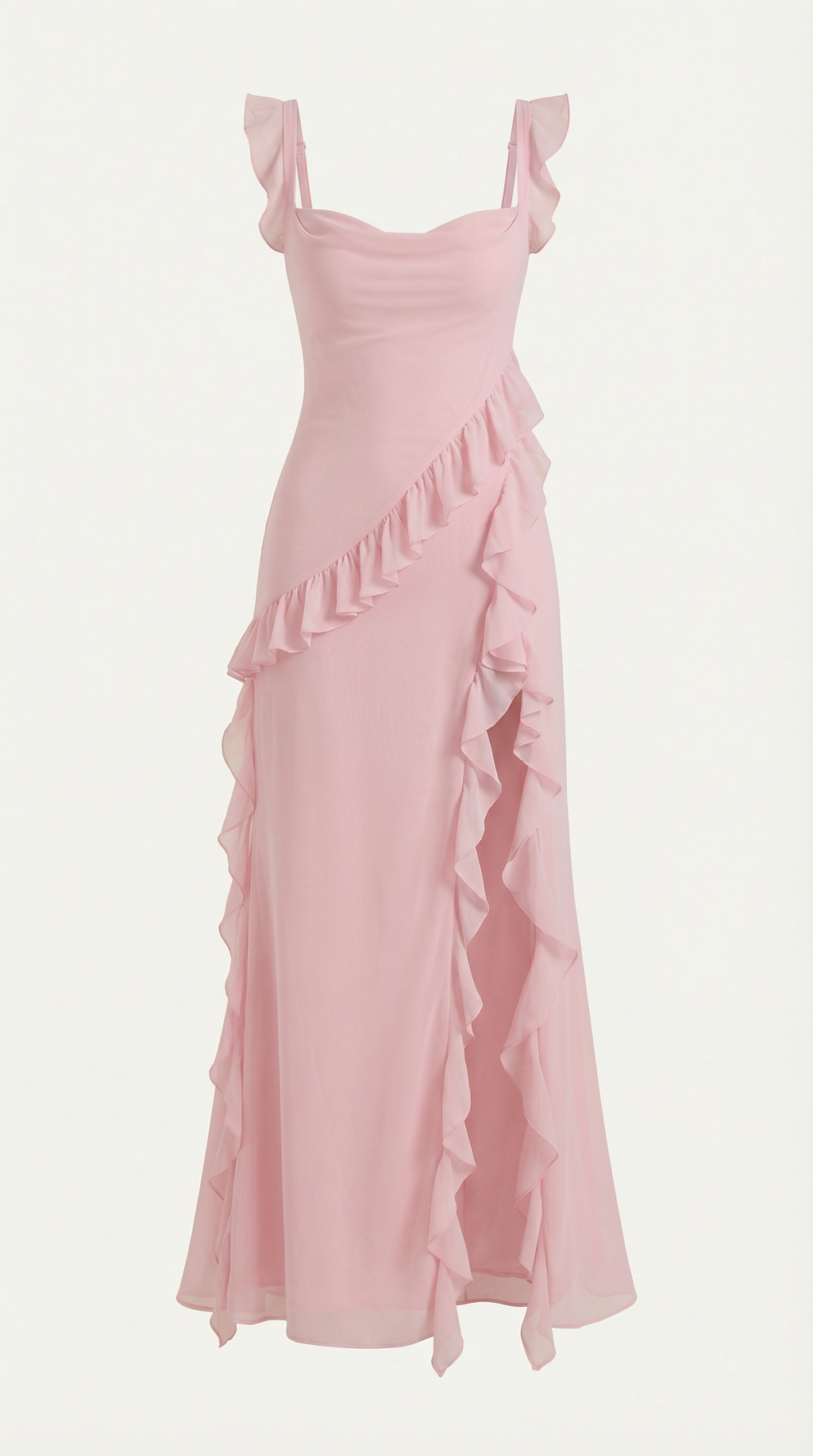 Vestido largo Léonore con volantes