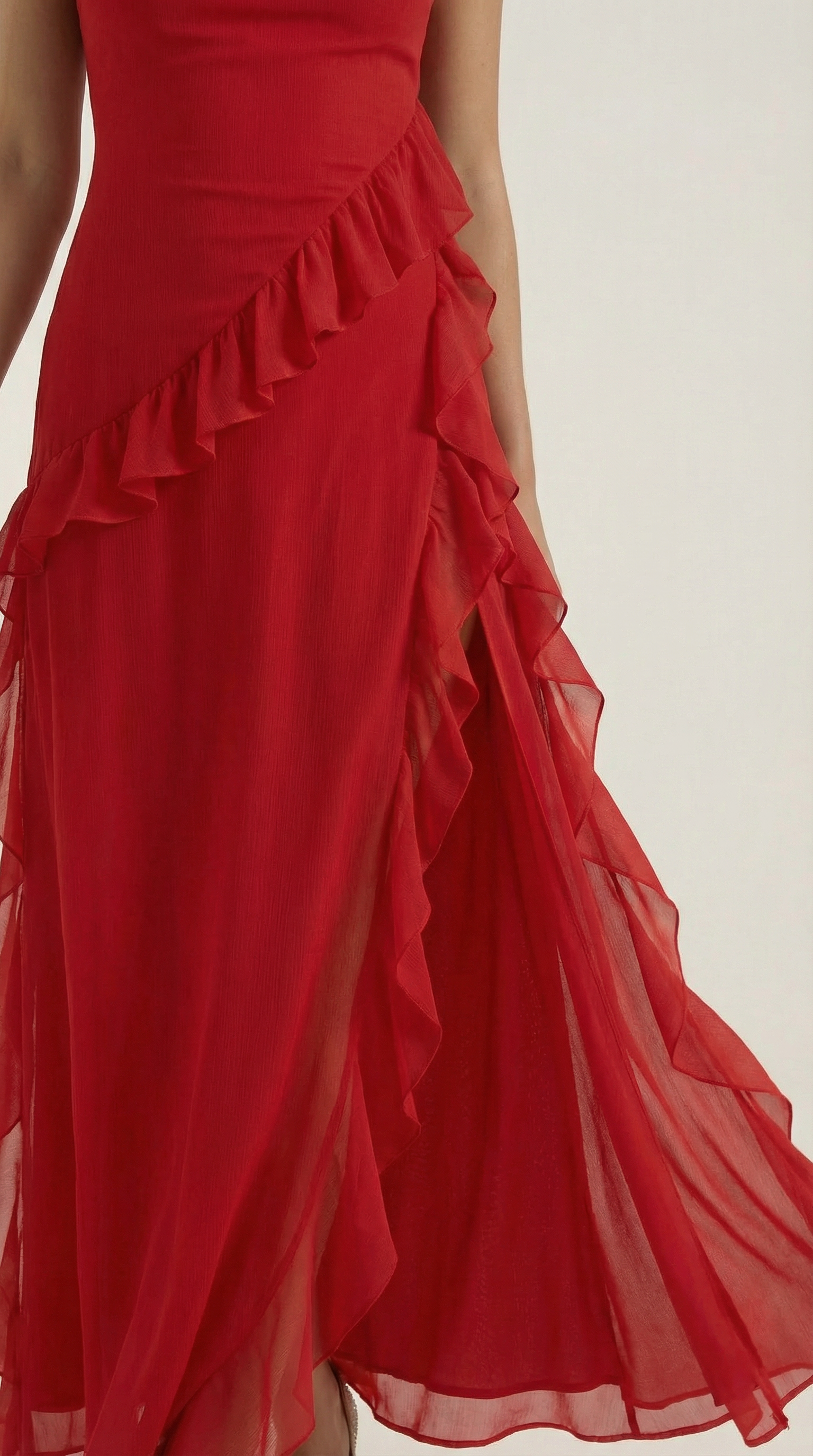 Vestido largo Léonore con volantes