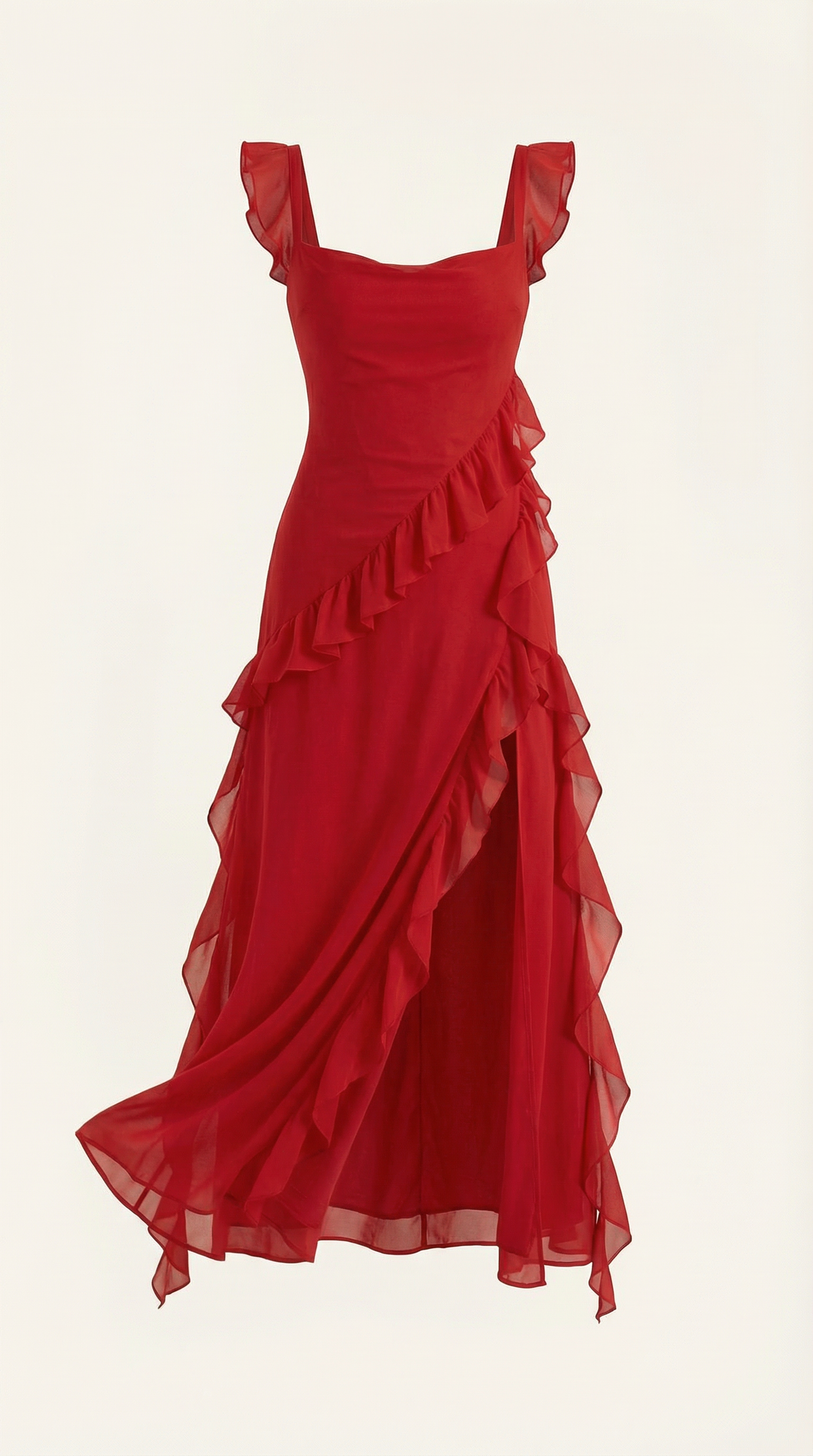 Vestido largo Léonore con volantes