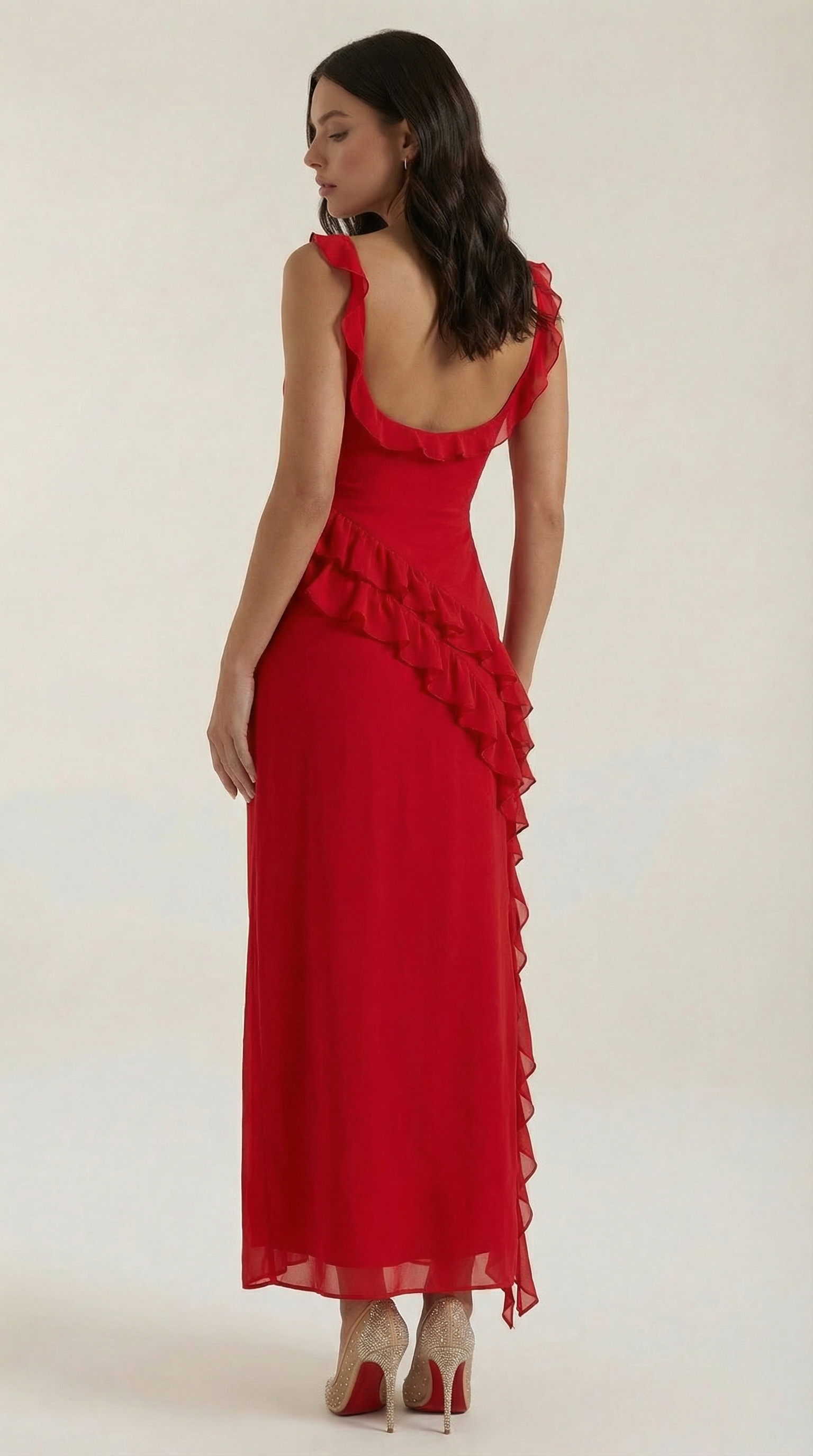Vestido largo Léonore con volantes