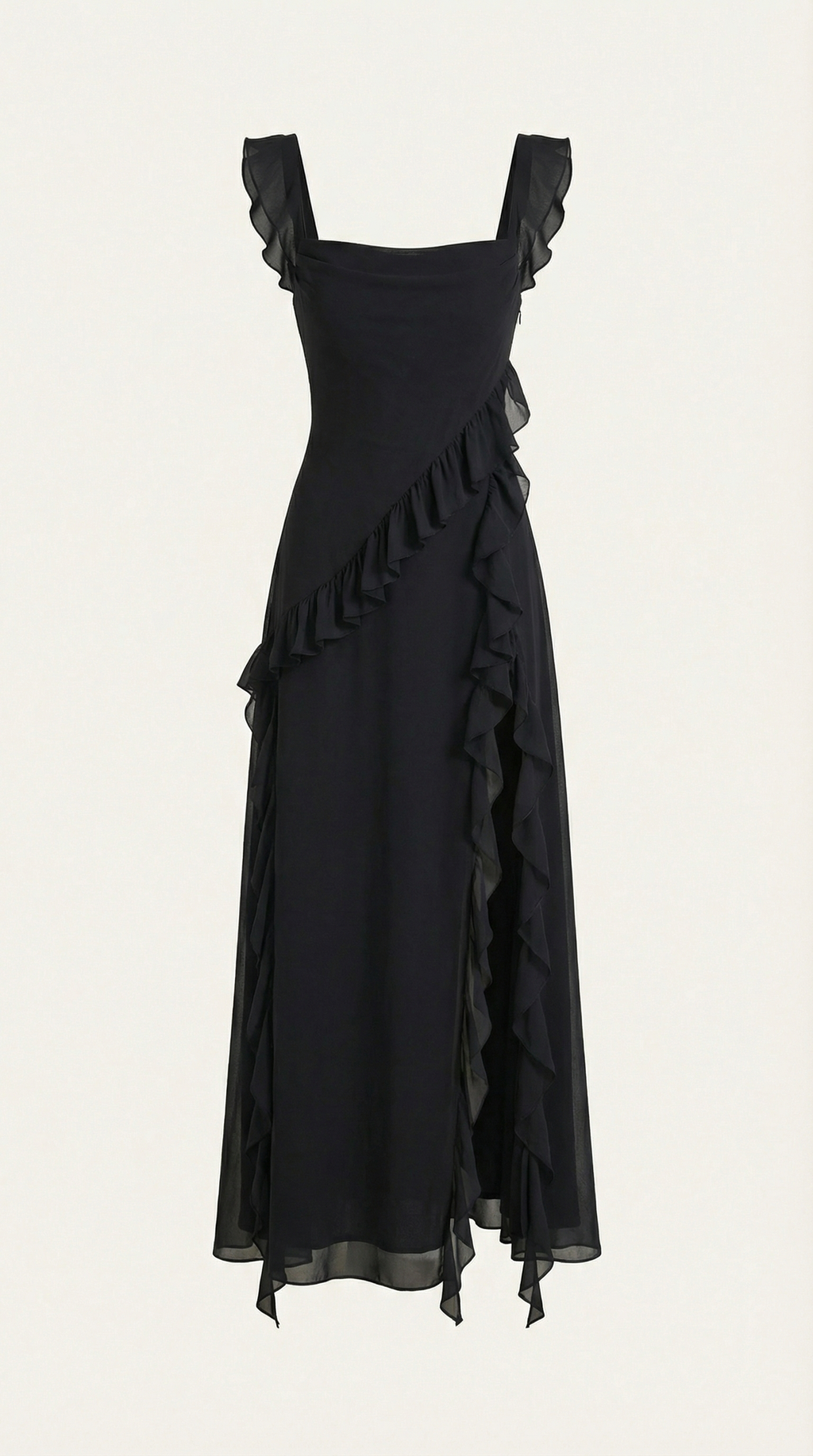 Vestido largo Léonore con volantes