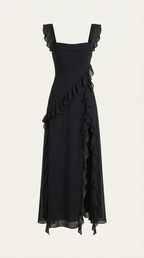 Vestido largo Léonore con volantes