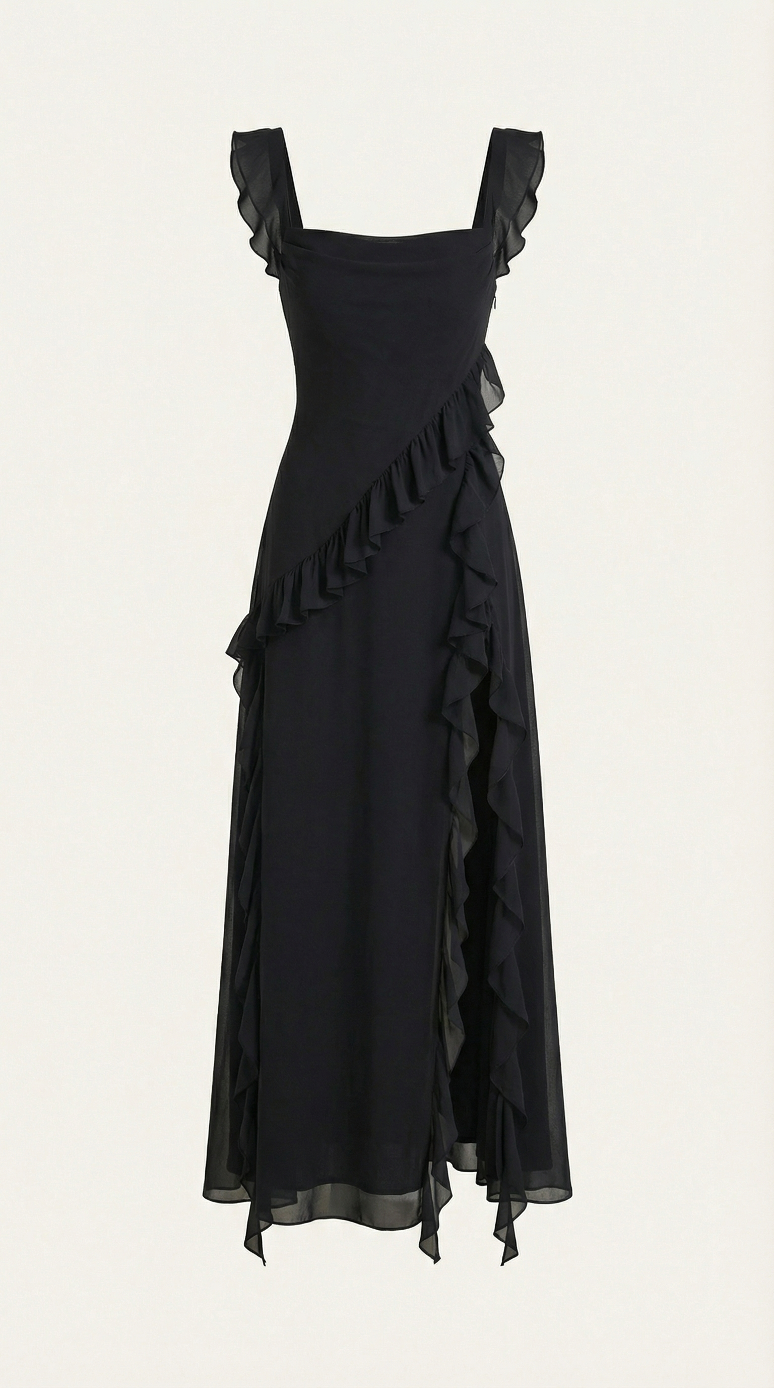 Vestido largo Léonore con volantes